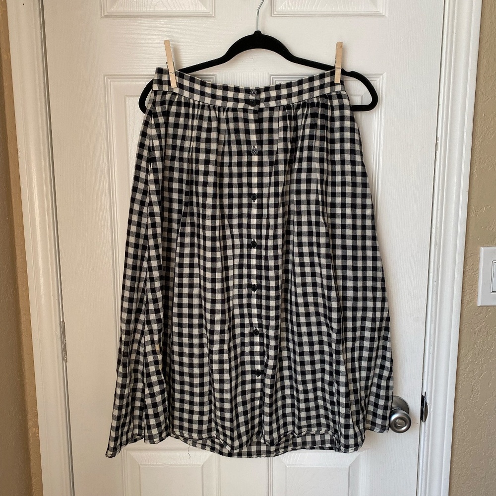 Who What Wear Gingham Print Maxi Skirt midi plaid 100% cotton women’s size small